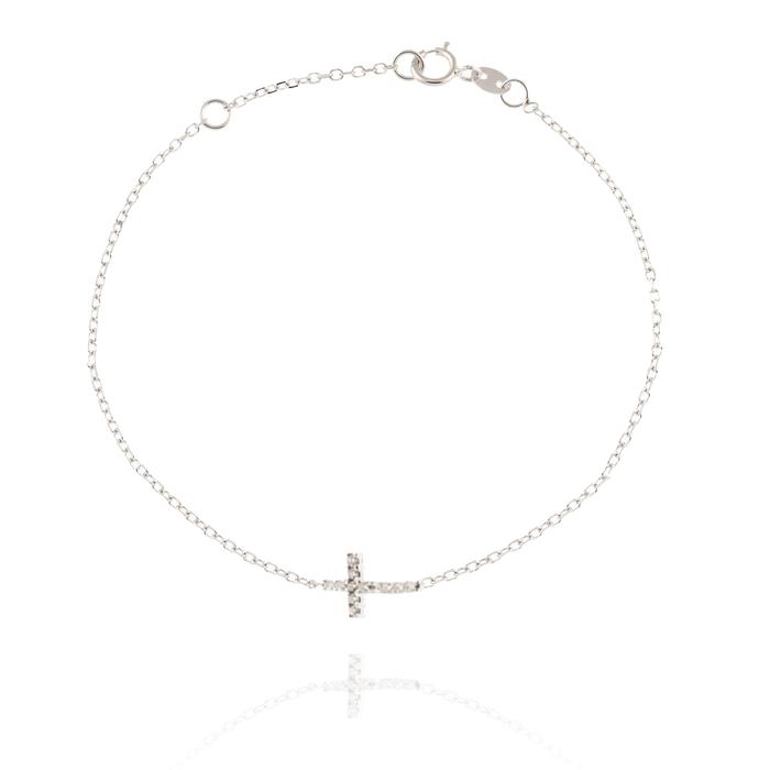 Real Gold Cross Bracelet with Zirconia