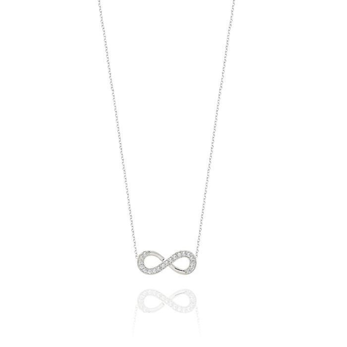 Infinity Necklace in Real Gold and Zircons