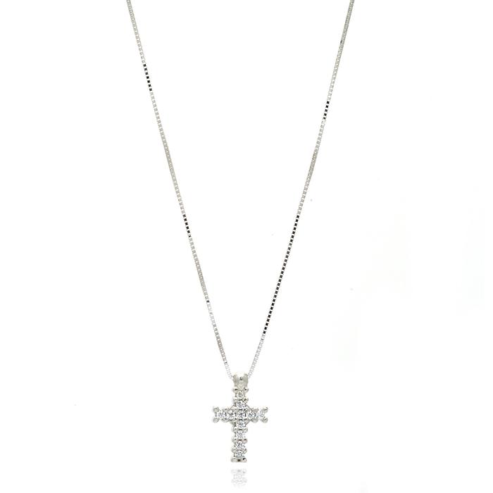 Real Gold and Zircon Cross Necklace