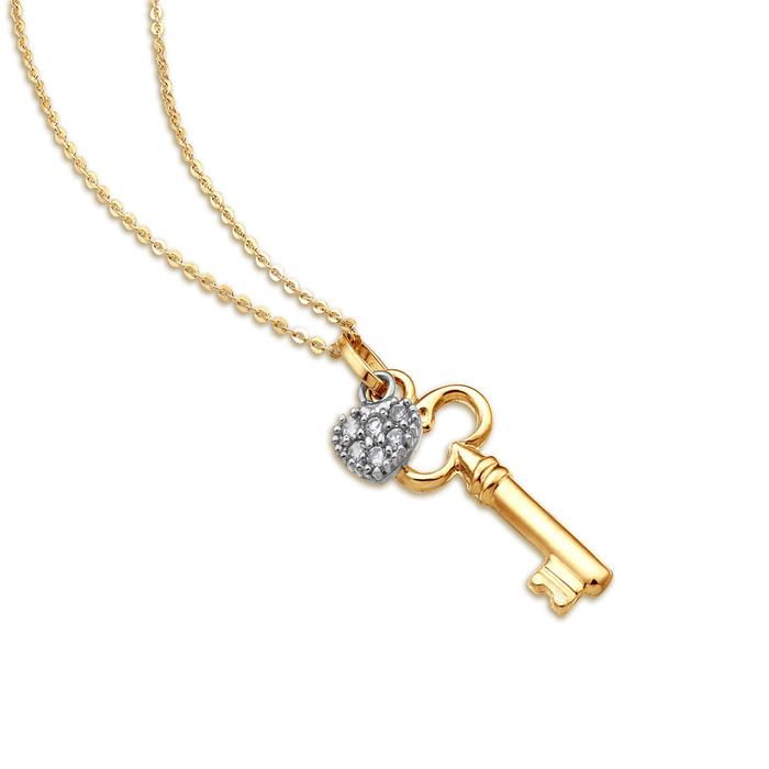 Real Gold Heart Necklace with Zircons