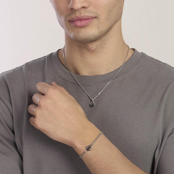 Collana con ciondolo ancora in cristalli neri Style 41