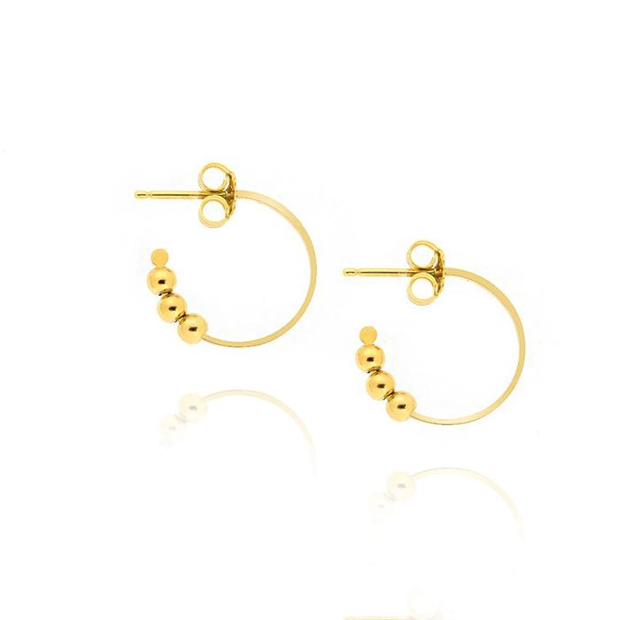 Orecchini a gancio a mezza sfera da 14 mm in oro giallo, bianco o rosa 9 carati 375 - Italia