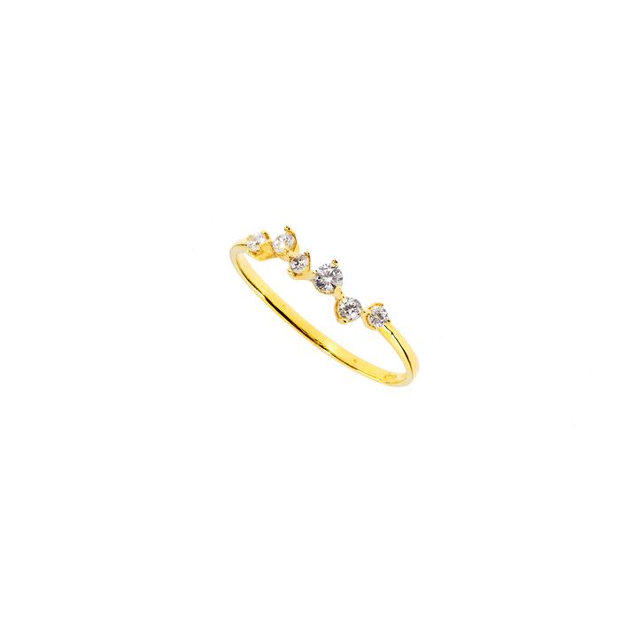 Anello Linea d'Oro Vero e Zirconi
