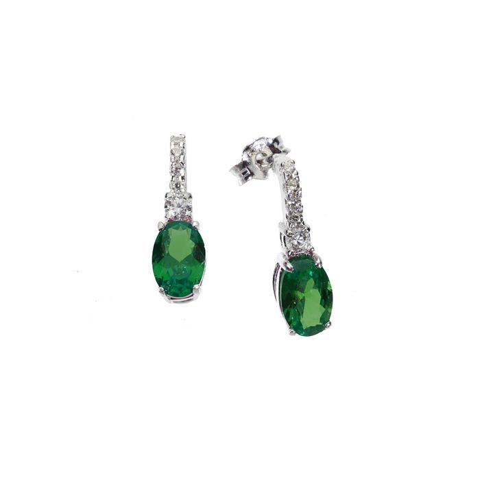 Boucles d'oreilles en or véritable et zircon émeraude