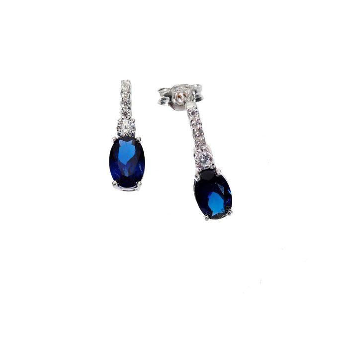 Boucles d'oreilles en or véritable et zircon saphir