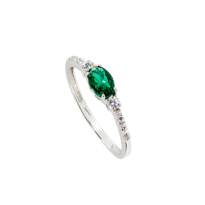 Anello Zircone Smeraldo d'Oro Vero