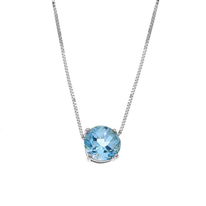 Real Gold Aquamarine Zircon Necklace
