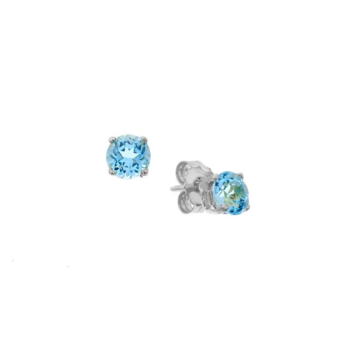 Boucles d'oreilles en or véritable et zircon aigue-marine