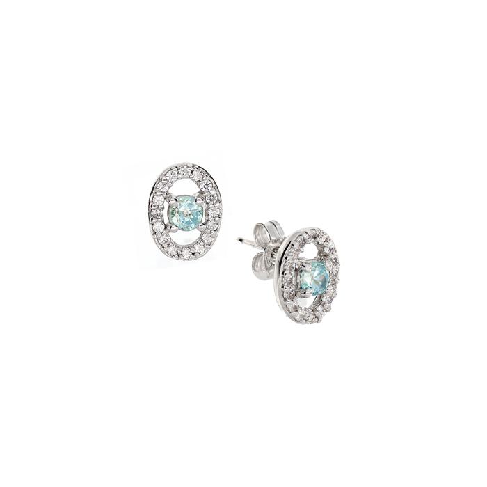 Real Gold Aquamarine Zircon Earrings