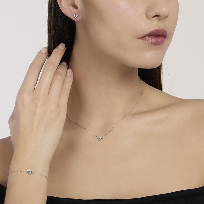 Bracciale in argento con catena forzatina e cuore VOILÀ