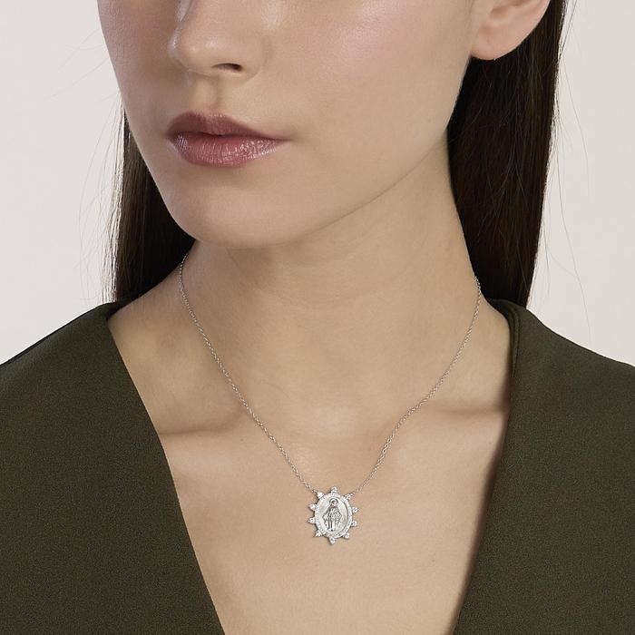 Girocollo in argento con ciondolo Madonnina PROTEGGIMI