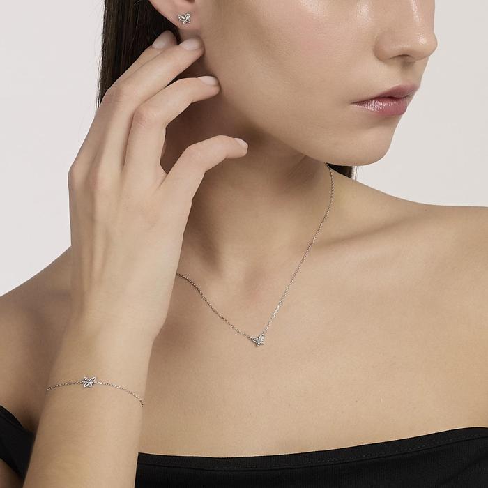 Girocollo in argento con catena forzatina e farfalla VOILÀ