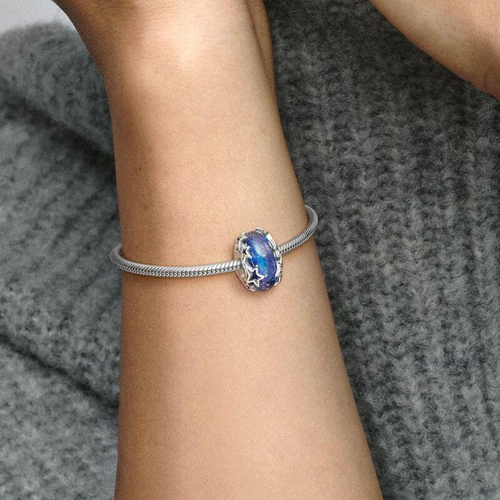 Charm Vetro di Murano Blu con Stelle