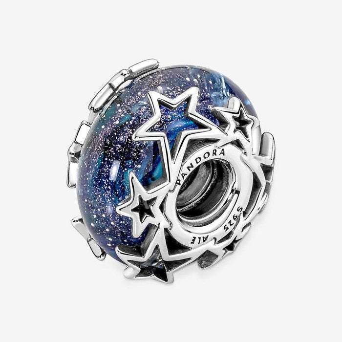 Charm Vetro di Murano Blu con Stelle