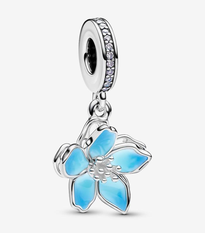 Charm Pendente Fiore di ciliegio blu