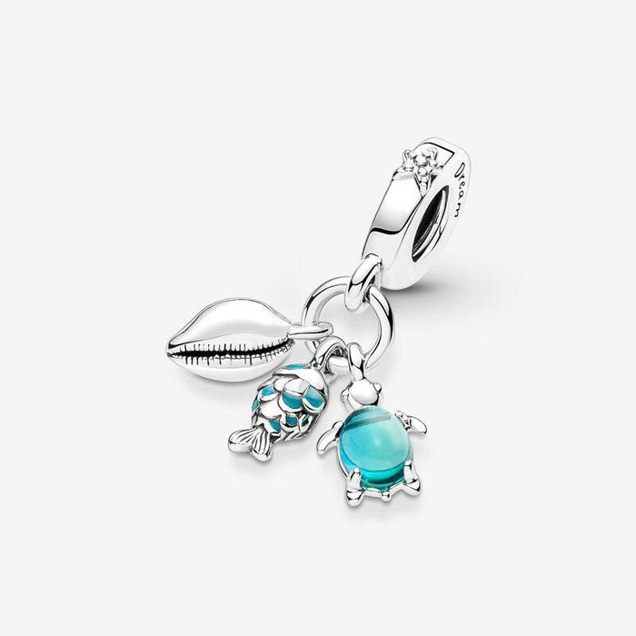 Pendentif Charm Petit Poisson, Tortue de Mer et Coquillage