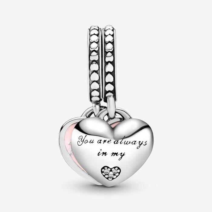 Mom & Daughter Heart Pendant Charm