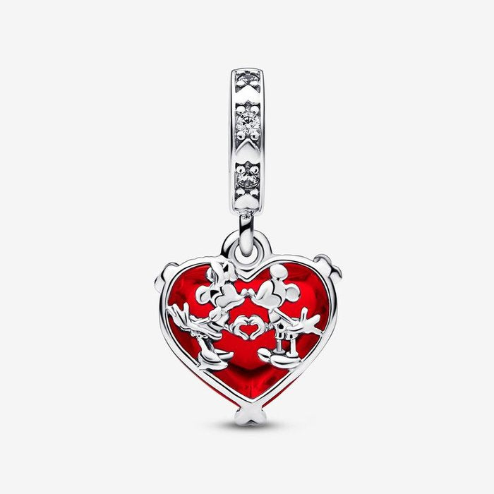Charm Disney, Mickey e Minnie, Cuore in Vetro di Murano