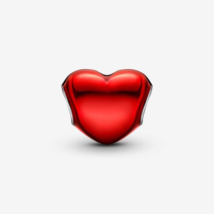 Charm Cuore Metallico Rosso
