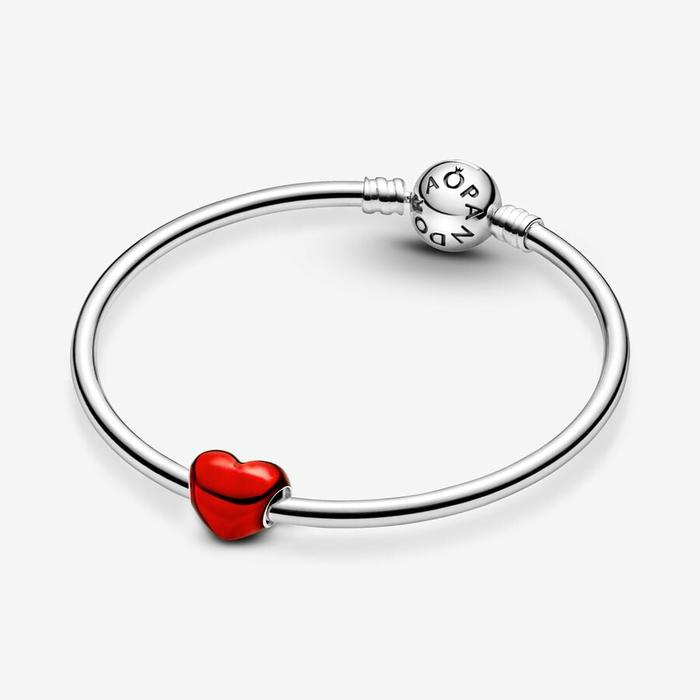 Charm Cuore Metallico Rosso