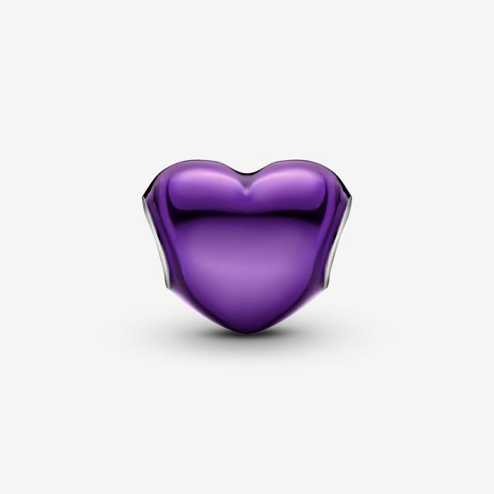 Charm Cuore Metallico Viola