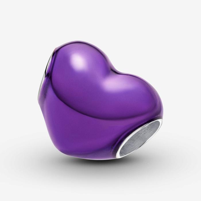Charm Cuore Metallico Viola