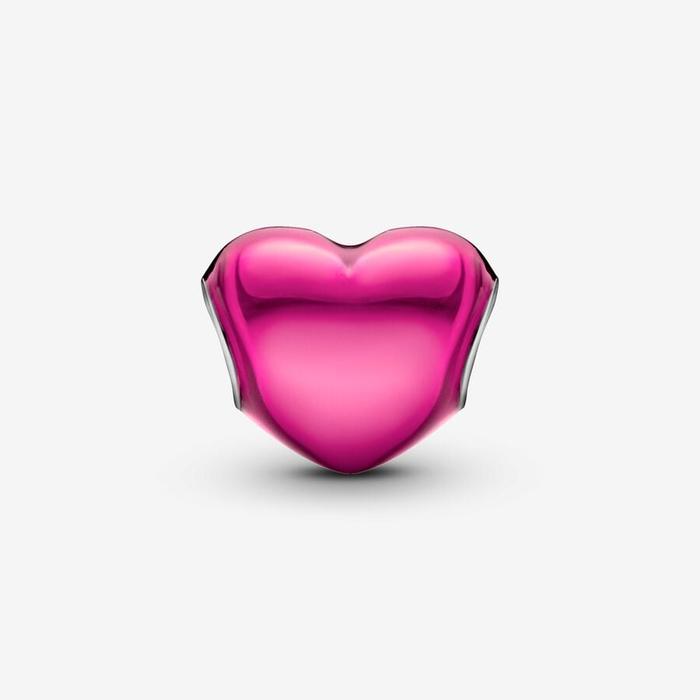 Pink Metallic Heart Charm