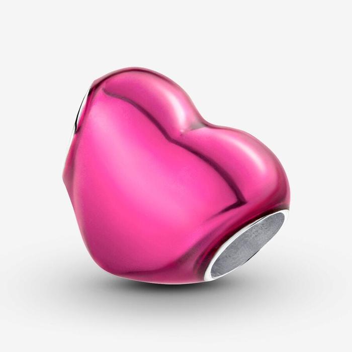 Pink Metallic Heart Charm