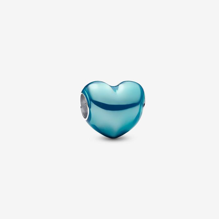 Charm Cuore Metallico Azzurro