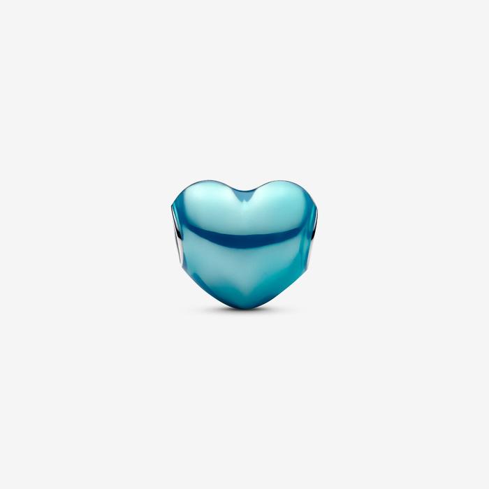 Charm Cuore Metallico Azzurro
