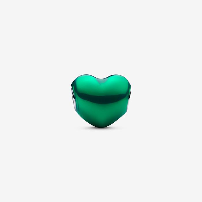 Charm Cuore Metallico Verde