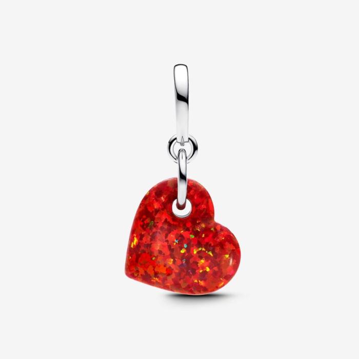 Red Opal Heart Pendant Charm