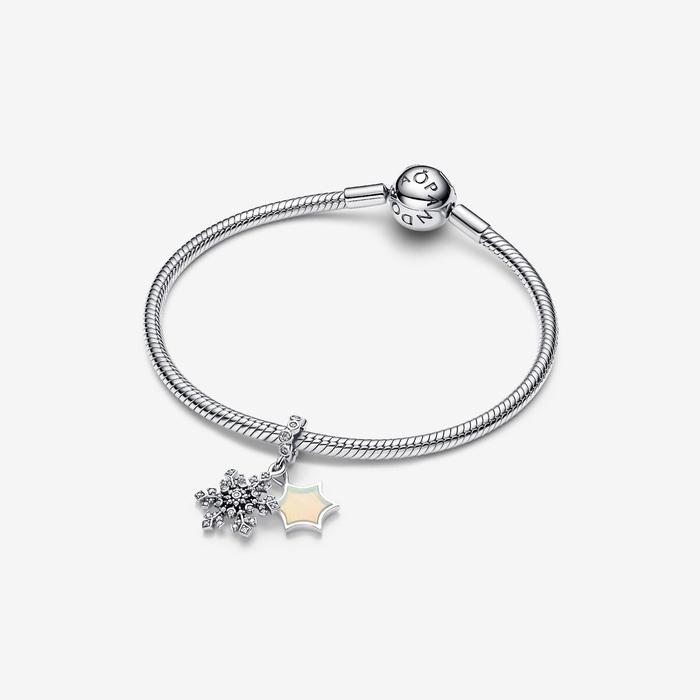 Charm pendente doppio Fiocco di neve opalescente