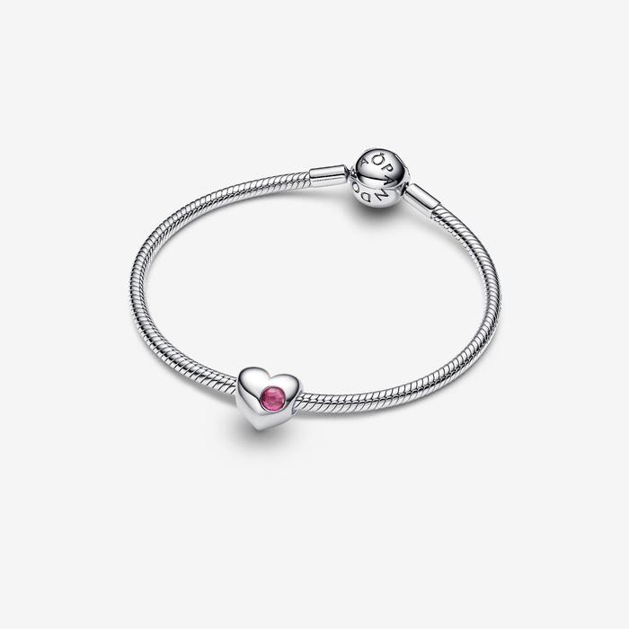 Cuore con Pietra Rosa Scuro Ottobre da incidere