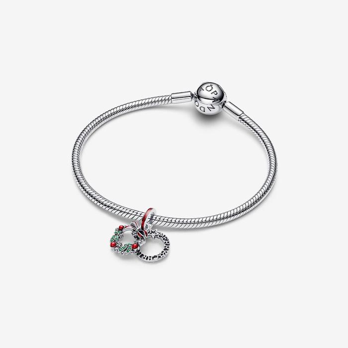 Charm Pendente Doppio Ghirlanda di Natale