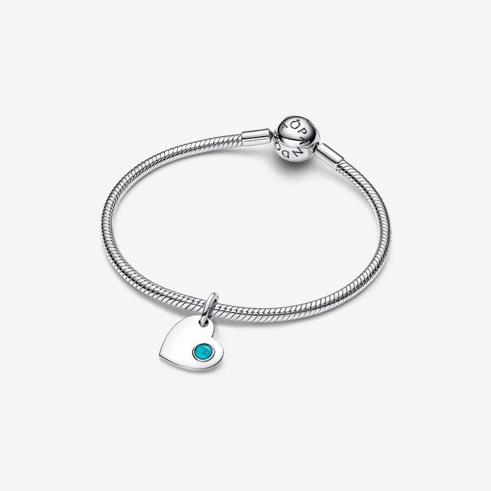 Charm Pendente Cuore con Pietra Turchese Dicembre