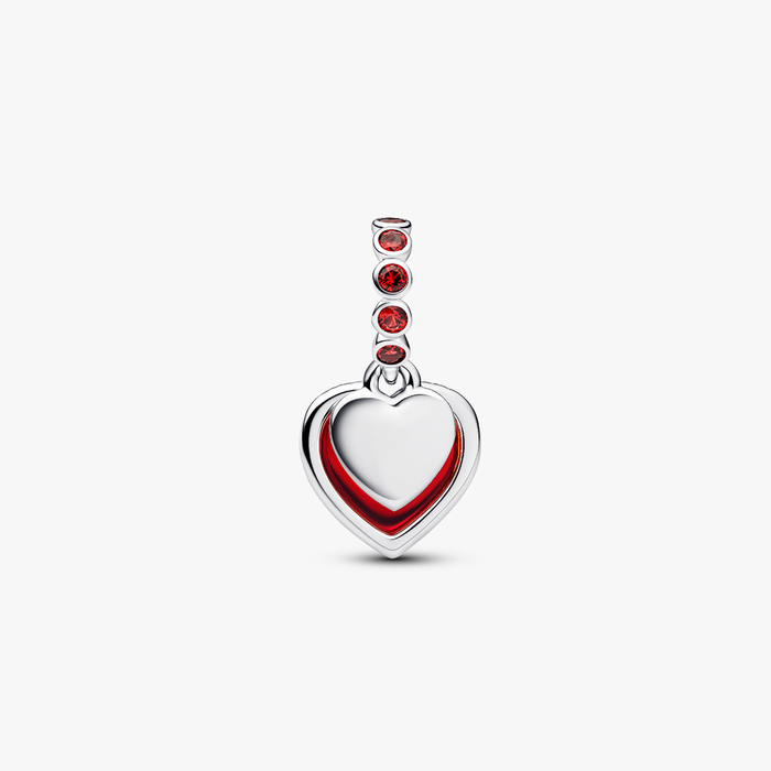Charm Pendente Doppio Cuore Vetro di Murano Rosso