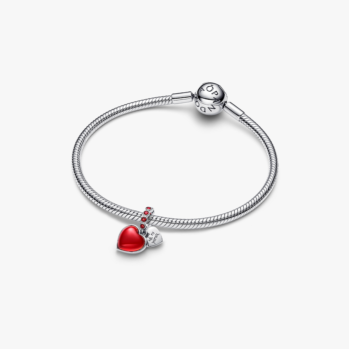 Charm Pendente Doppio Cuore Vetro di Murano Rosso