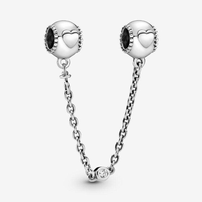 Charm Safety Chain Hearts in Relief