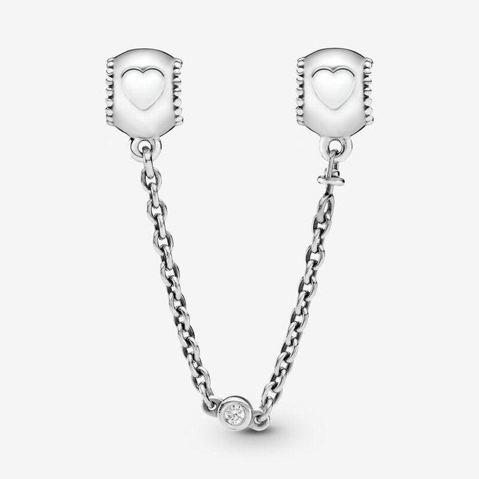 Charm Safety Chain Hearts in Relief