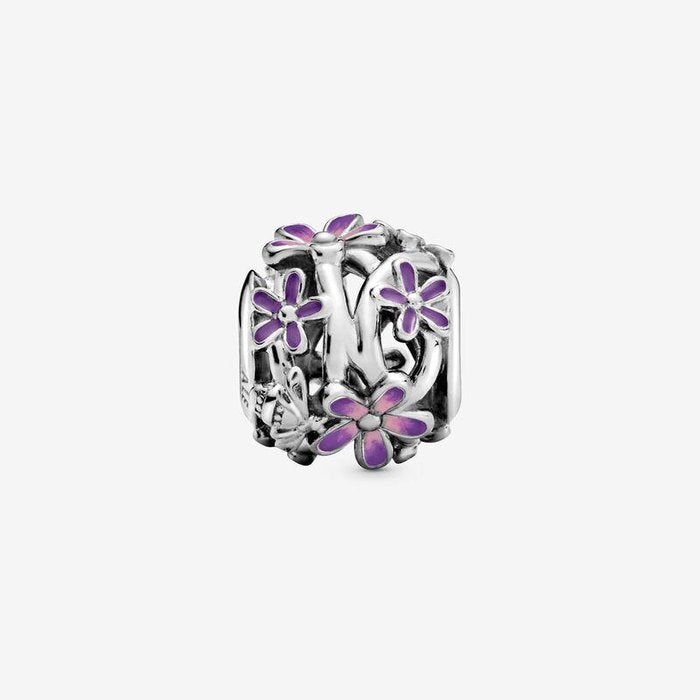 Breloque ajourée marguerite violette