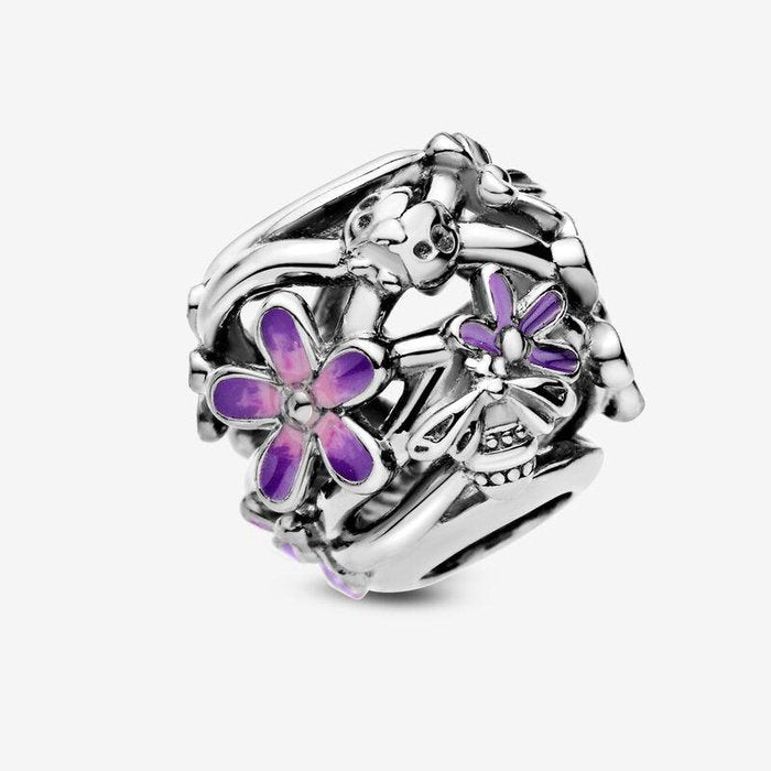 Breloque ajourée marguerite violette