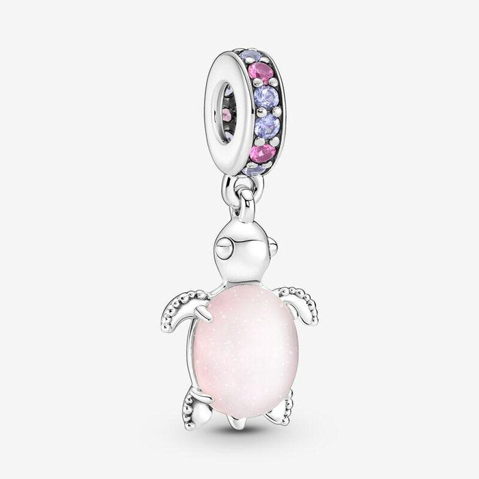 Charm Pendente Tartaruga Marina Rosa Vetro di Murano