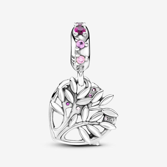 Charm Pendente Albero della famiglia Pietre rosa