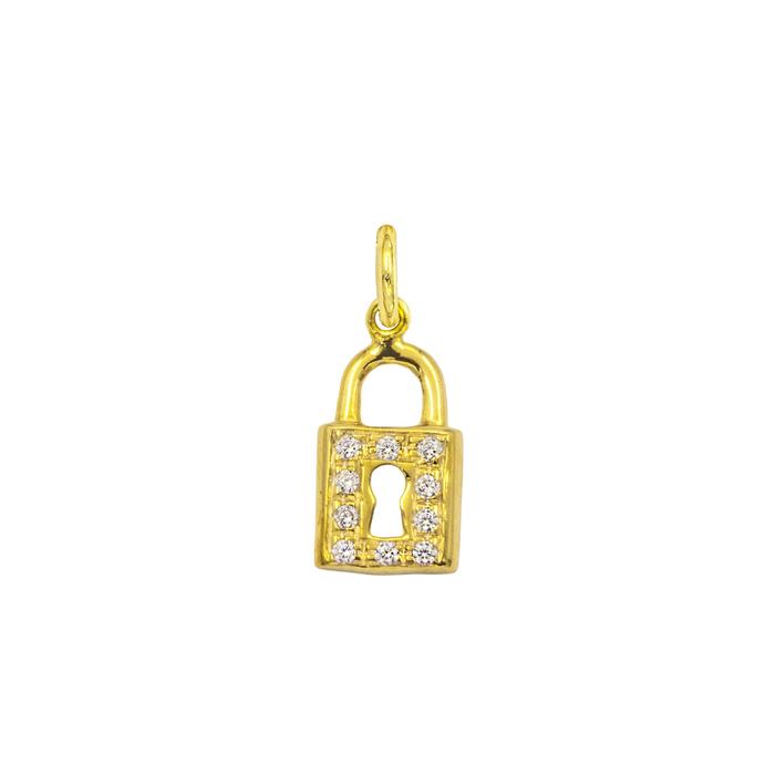 Charm Lucchetto in Oro e Zirconi