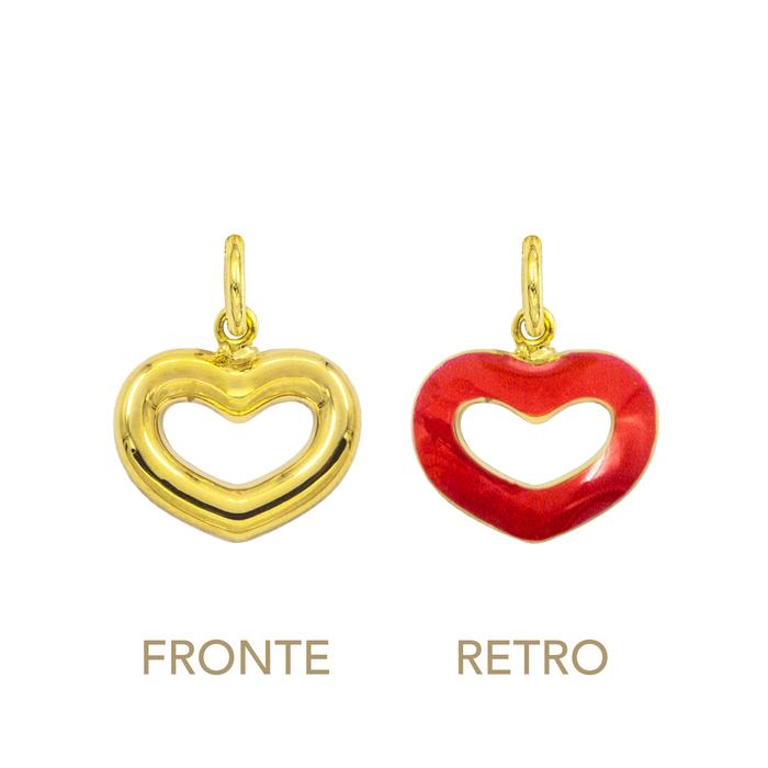 Charm Cuore in Oro e Smalto Rosso
