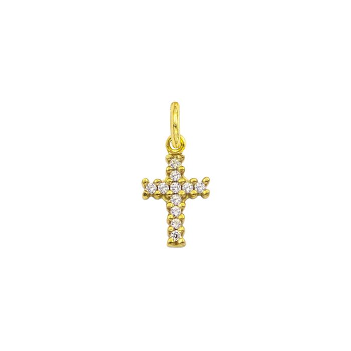 Charm Croce in Oro e Zirconi