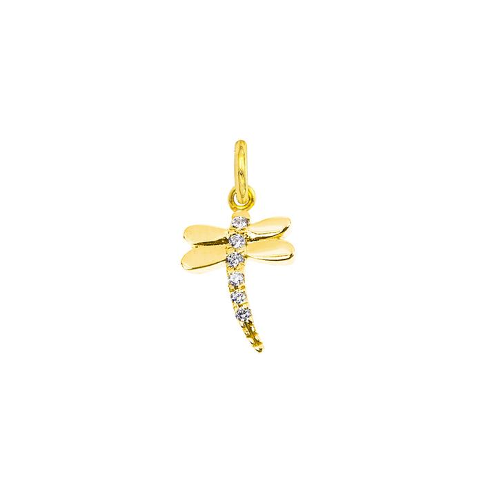 Charm Libellula in Oro e Zirconi