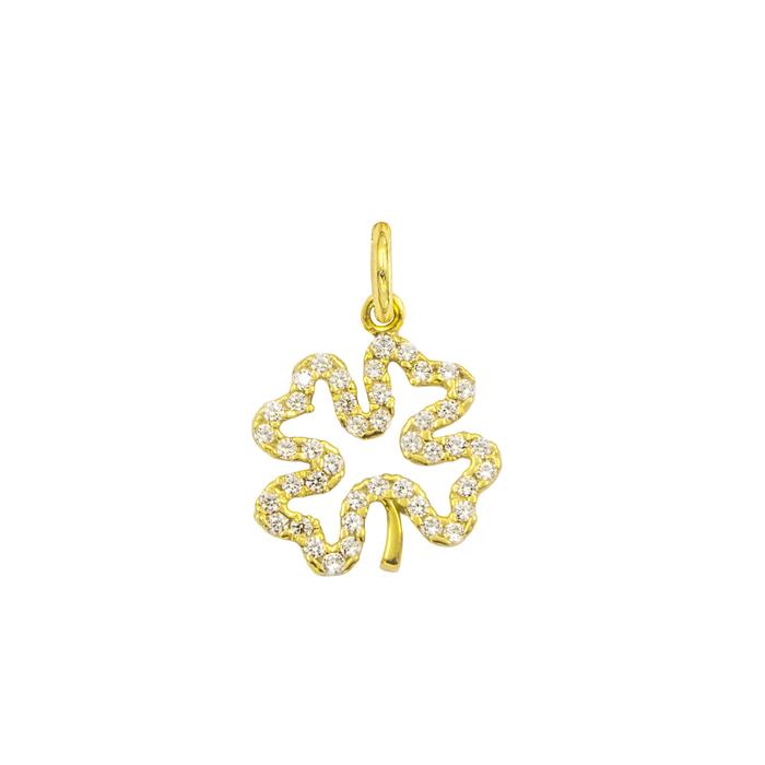 Charm Quadrifoglio in Oro e Zirconi