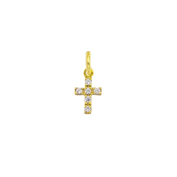 Charm Croce in Oro e Zirconi
